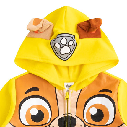 Nickelodeon Paw Patrol Boy's Rubble Character Hoodie Jacket with Ears, Yellow, Size 7
