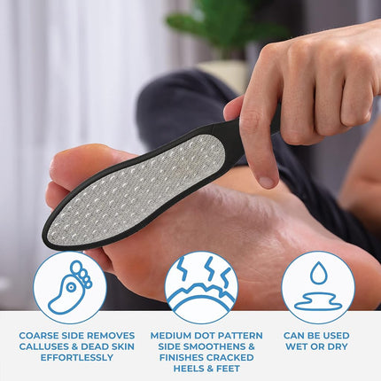 ForPro Black Bear Stainless Steel Pedicure File, Callus Remover Foot File, Double-Sided Professional Quality Tool for Heels and Feet, 10.5’’ L