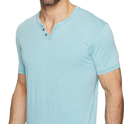 Lucky Brand Men's Venice Burnout Notch Neck Tee Shirt T, Delphinium Blue, Large
