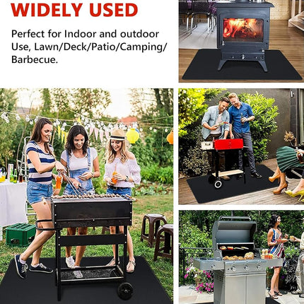 Protebox 60 x 40 inch Under Grill Mats for Outdoor Grill, Double-Sided Fireproof Deck and Patio Protector Mat, BBQ Mat for Under BBQ, Waterproof Oil-Proof Grill Floor Pads Fire Pit Mat Fireplace Mat