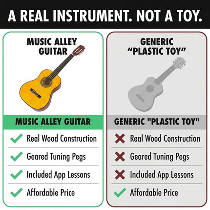 Music Alley MA-34-N 34 Inch Junior Classical Guitar for Kids, Natural
