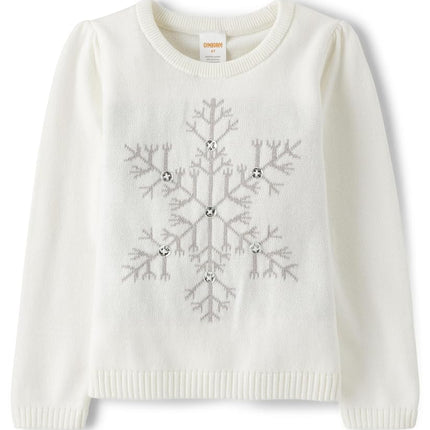 Gymboree Girls and Toddler Long Sleeve Sweaters, Silver Snowflake, 3T