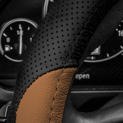 FH Group FH2001BROWN Steering Wheel Cover (Perforated Genuine Leather Brown)