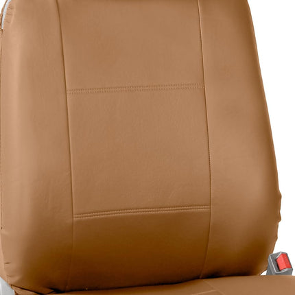 FH GROUP Front Set Faux Leather Car Seat Covers for Low Back Seat with Removable Headrest, Universal Fit, Airbag Compatible Seat Cover for SUV, Van, Tan