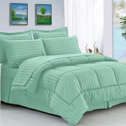 Elegant Comfort Silky Soft 8-Piece Dobby Stripe Be