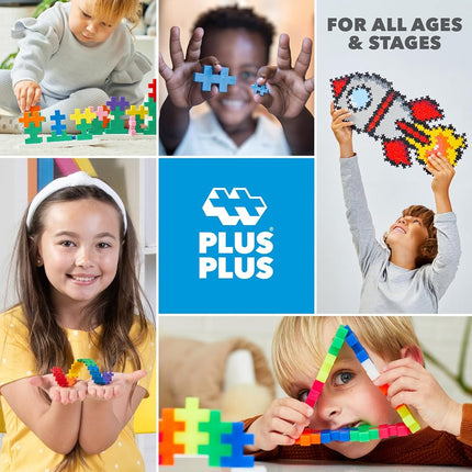 PLUS PLUS – Mini Maker Tube – 240 Piece Basic Color Mix – Construction Building Stem Toy, Interlocking Mini Puzzle Blocks for Kids