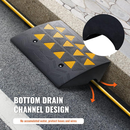 VEVOR Rubber Curb Ramp 15.2 cm Rise Height Sidewalk Curb Ramp, 37 cm Width 49.1 cm Length Driveway Ramp for Curb, 15T Heavy Duty Rubber Ramp for Forklifts, Trucks, Buses, Cars, Wheelchairs, Bikes