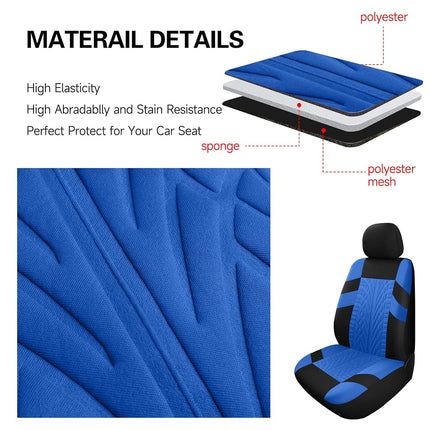 VarCozy Car Seat Covers Front Pair,Universal Cloth Front Seat Covers for Car,Breathable and Washable Seat Covers for SUV, Sedan, Van, Automotive Interior Covers, Airbag Compatible, Black&Blue
