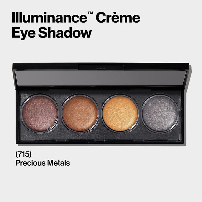 Revlon Crème Eyeshadow Palette, Illuminance Eye Makeup with Crease- Resistant Ingredients, Creamy Pigmented in Blendable Matte & Shimmer Finishes, 715 Precious Metals, 0.12 Oz