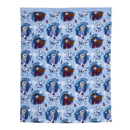 Disney Frozen 2 Reversible Dual Sided Super Soft Fleece Toddler Blanket, 40" x 50" Featuring Anna, Elsa & Olaf, Magical Journey, White, Light Blue, Lavender and Teal