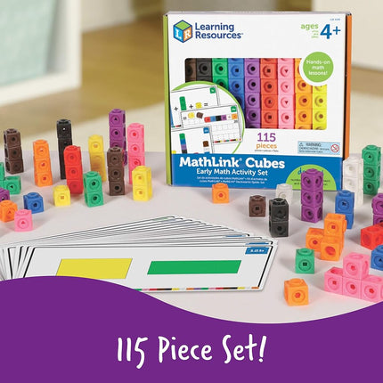 Learning Resources Early Math Mathlink Cube Activity Set, Assorted Colors, 115Piece, Ages 4+