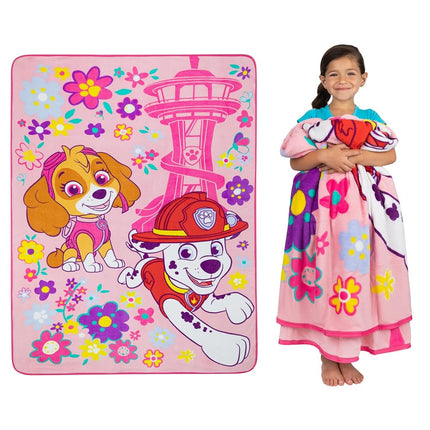 Paw Patrol Girls Kids Bedding Super Soft Plush Micro Raschel Blanket, 62 in x 90 in, (Official) Nickelodeon Product by Franco