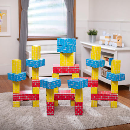 Melissa & Doug Bloques de construcción de cartón extra grueso, tamaño jumbo, 40 bloques en 3 tamaños – Bloques de ladrillo de imitación de cartón extra grueso, tamaño jumbo, para construir