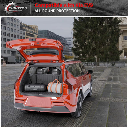 Thinzyou Trunk Mat with Backrest Mat for 2024 2025 2026 Kia EV9 6&7 Seats