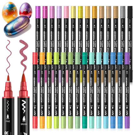 Shuttle Art Dual Tip Metallic Acrylic Paint Pens, 