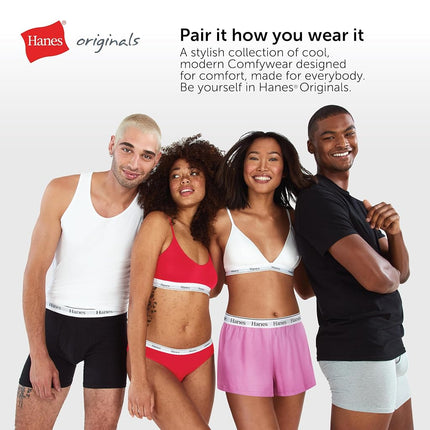 Hanes Women's Originals Rib Tank 2-Pack, Comfywear Stretch Cotton Cropped Top Pajama, Heather Grey Marle/Black, L (Pack of 2)