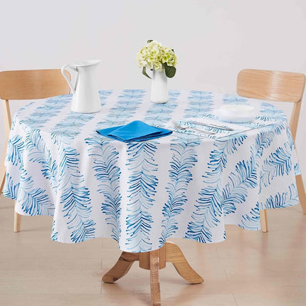 IZOD - Round Tablecloth, Water Resistant Tabletop Accessories, Ideal Kitchen Essentials (Seagrass Stripe, 70")