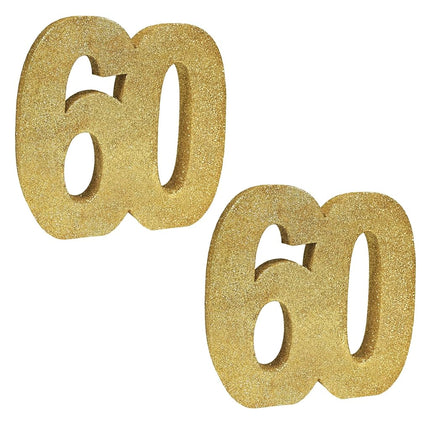 Beistle 54000-60GD 3-D Number 60 Centerpiece for 60th Birthday Party Decorations, Foam, Gold