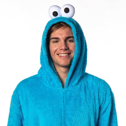 Sesame Street Unisex Costume Union Suit One Piece Pajama Outfit, Adult Cookie Monster, XX-Large-3X-Large