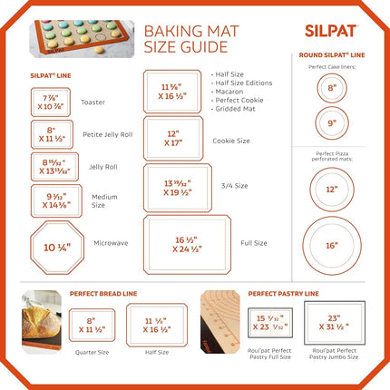 Silpat Perfect Pizza Mat Silicone Baking, 12" Orange