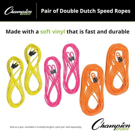 Champion Sports DD Series Double Dutch Licorice Jump Ropes - Pink, 16-Feet (Set)
