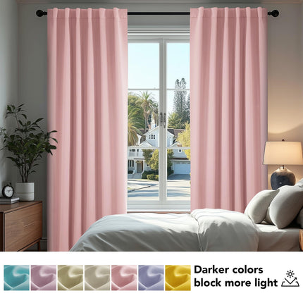 Cortinas opacas Deconovo con bolsillo para barra y lengüeta trasera para sala de estar, 42x95 pulgadas, rosa coral, 2 paneles, cortinas térmicas oscurecedoras