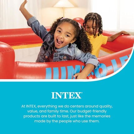 Intex Inflatable Jump-O-Lene Indoor or Outdoor Playhouse Trampoline Bounce Castle House with Crawl-Thru Door and Net for Kids Ages 3-6