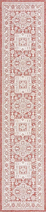 Unique Loom Outdoor Aztec Collection Area Rug - Chalca (2' 7" x 12' Runner, Rust Red/Ivory)