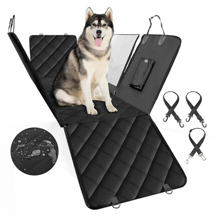 Housse de siège de voiture pour chien Simple Deluxe, imperméable avec fenêtre en filet et 3 poches de rangement, hamac de voiture pour chien durable, anti-rayures et antidérapant de taille universelle, pour voitures, camions, VUS, Standard.