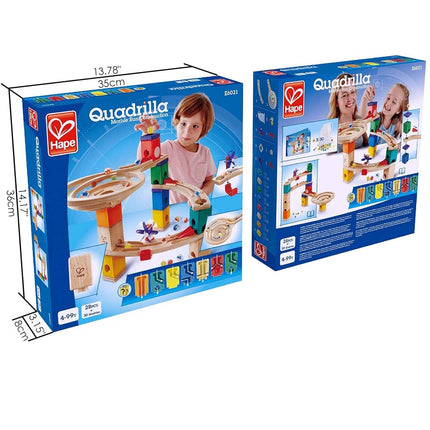 Hape Quadrilla Race to Finish Wooden Blocks with Marble Run Playset for 4+ Year Kids/Toddler