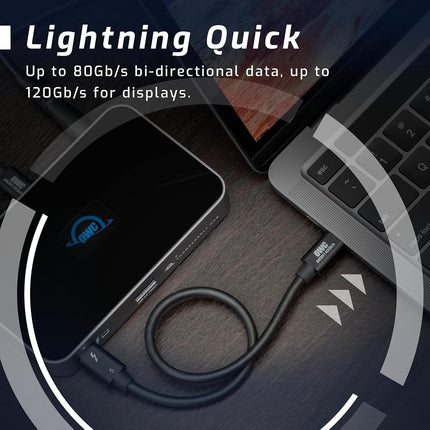 OWC [Intel Certified 80Gbps Thunderbolt 5 USB-C Cable with 8K Video and 240W Charging - 80Gb/s of Bi-Directional Data Speed, up to 120Gb/s for Higher Display Bandwidth - 3 Year Warranty (1.0M)