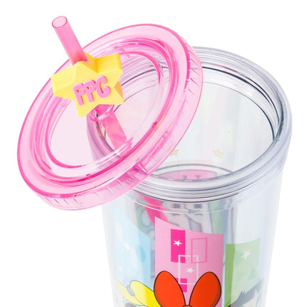 Silver Buffalo Power Puff Girls Trio 24oz Plastic Cold Cup w/Lid and Topper Straw