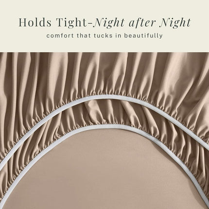 Hearth & Harbor Extra Deep Pocket Sheets - Fits Mattress 18-24 Inches Deep - Extra Deep Pocket Full Size Sets - 6 Piece Full Size - Full - Taupe Sheets