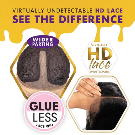 Sensationnel Butta lace front wigs - butta unit 5 glueless extra wide 5 inch deep part synthetic wig preplucked hairline hd lace with babyhair - Butta unit 5 (1B OFFBLACK)