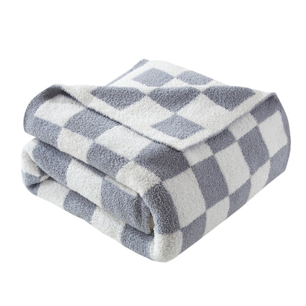 Elegant Comfort Checkered Throw Blanket, Gray Supe