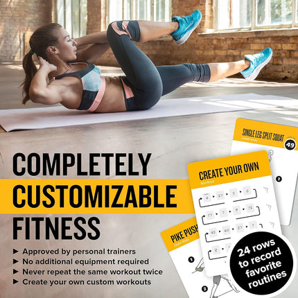 Bodyweight Exercise Cards Home Gym Workout Personal Trainer Fitness Program Guide Tones Core Ab Legs Glutes Chest Bicepts Total Upper Body Workouts