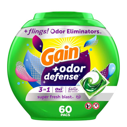 Gain Flings Laundry Detergent Pacs with Odor Defen