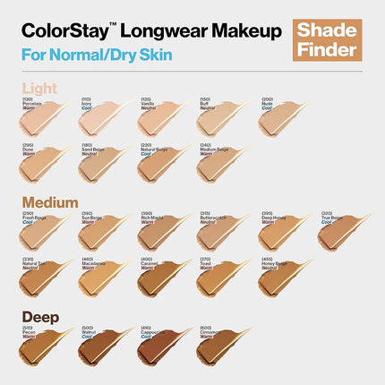 Liquid Foundation by Revlon, ColorStay Face Makeup for Normal and Dry Skin, SPF 20, Longwear Medium-Full Coverage with Matte Finish, Oil Free, 400 Caramel