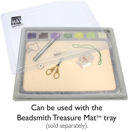 The Beadsmith Seed Bead Treasure Mat – 14” x 11” (35.6 x 27.9cm) – Soft Surface, 7 Compartments, Raised Border – Perfect for Working on Seed Bead Projects, Beading, Jewelry Making and DIY Hobbies