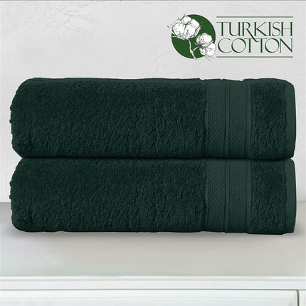 Elegant Comfort Three Line Popcorn Towel Set for Bathroom 27 x 54 inches, Premium Hotel Quality 2-Pack Bath Towels, 100% Turkish Cotton, Soft and Durable, Quick Dry and Highly Absorbent, Forest Green