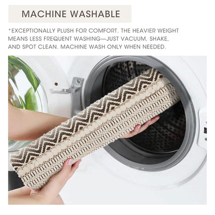 INK+IVY Bath Rug Hand-Woven Texture Shaggy Striped Soft & Water Absorbent, Boho Bathroom Décor Bath-Mats, Non-Slip Absorbent Quick Dry Mats for Tub, Shower Room, Asher, 22x58, Black 1 Piece