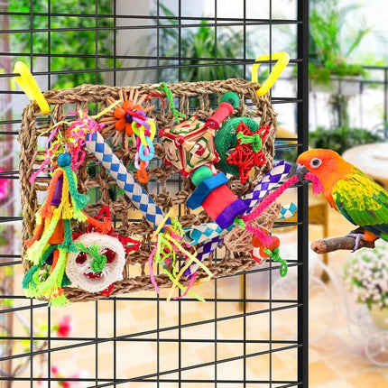 KATUMO Bird Toys, Large Bird Foraging Wall Toy, Woven Climbing Hammock Mat