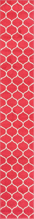 Unique Loom Trellis Frieze Collection Tapis de Couloir Géométrique Moderne Marocain Treillis Framboise (0,61 m x 3,96 m)