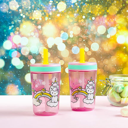 Zak Designs Hello Kitty Kelso 15oz Leak-Proof Toddler Straw Cups, 2-Pack