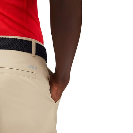 IZOD Boys' Performance Golf Swingflex Stretch Straight Fit Shorts, White Pepper, 16