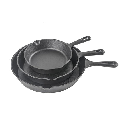 Cast Iron Skillet Pan 3-Piece Set ? Round Cast Iro