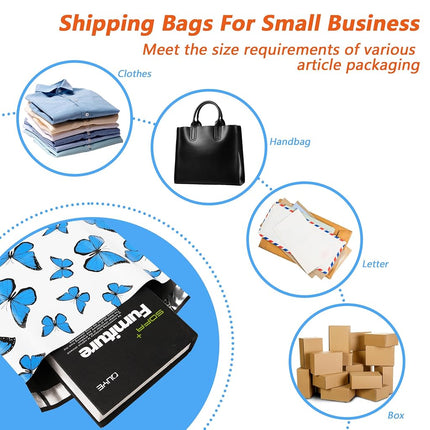 Vapulcio Thank You Poly Mailers 14.5x19 Inch 50 Pcs - Butterfly Printed Shipping Bags for Clothing - Waterproof and Tear Resistant Mailing Envelopes - Self-Sealing Packaging Bags for Small Business