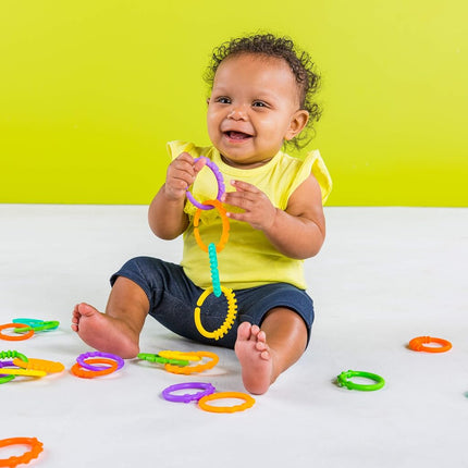 Bright Starts Lots of Links Rings Toys - Stroller Or Carrier Seat - BPA-Free 24 Pcs, Ages 0 Months +