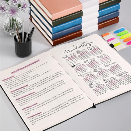 College Ruled Notebook B5, 312 Numbered Pages Diary, Lined Leather Journal