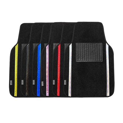 FH Group F14413BLACK-AVC Floor Mat, Metallic Stripe Black, Front 25.2 x 18.1 inches (64 x 46 cm), Rear 11.8 x 18.1 inches (30 x 46 cm), Universal Fit, Full Set, Fits Galaxy 13 Car, SUV, Truck, Van